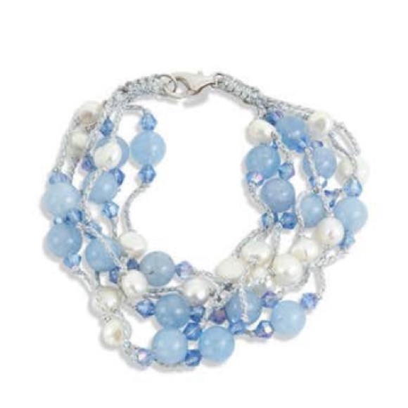 Savvy Cie Sterling Silver Blue Agate Freshwater 75$